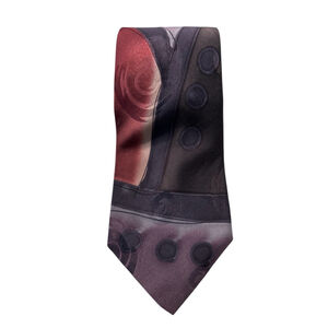 Robert Daskai Men’s Tie 100% Silk Purple Black Artist Signed